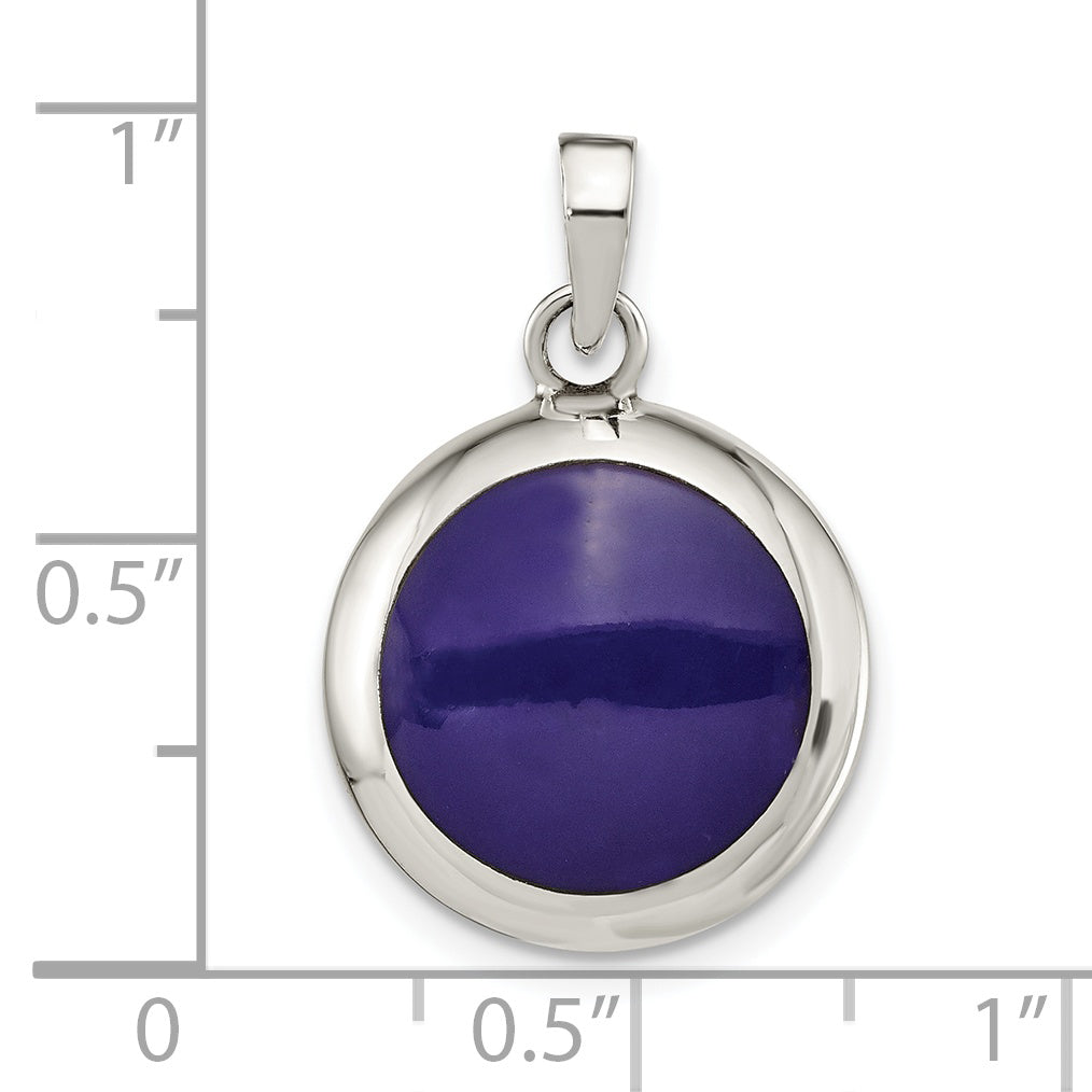 Sterling Silver Polished MOP & Synthetic Lapis Round Pendant