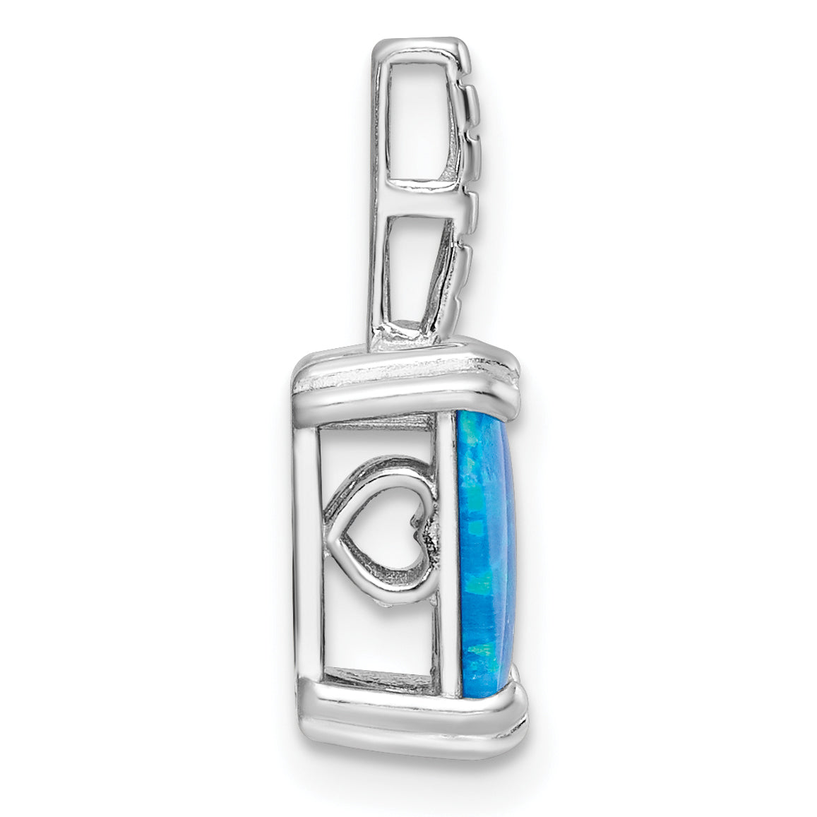 Sterling Silver Rhodium-plated Polished Square Blue Opal Pendant