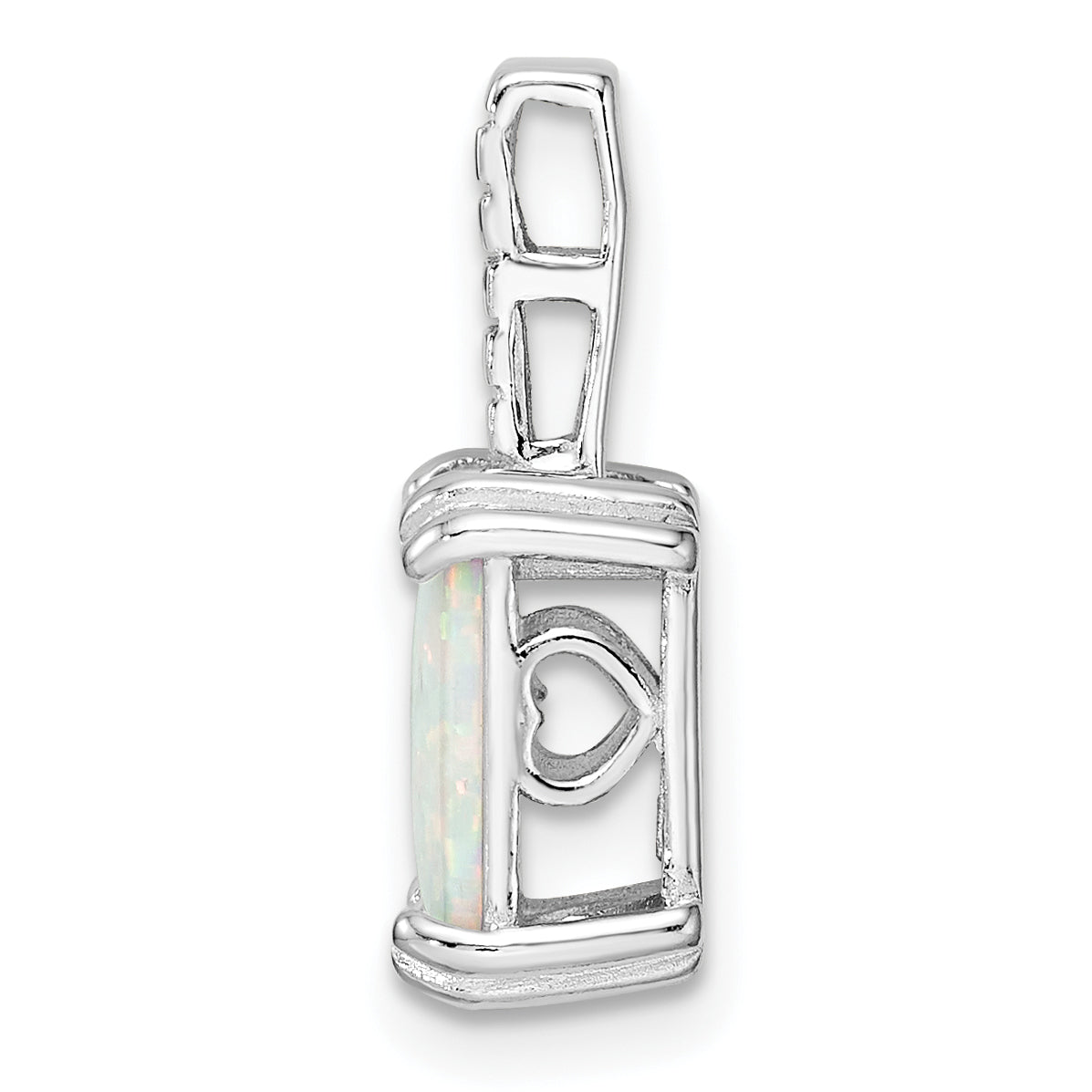 Sterling Silver Rhodium-plated Polished Square White Opal Pendant