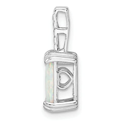 Sterling Silver Rhodium-plated Polished Square White Opal Pendant