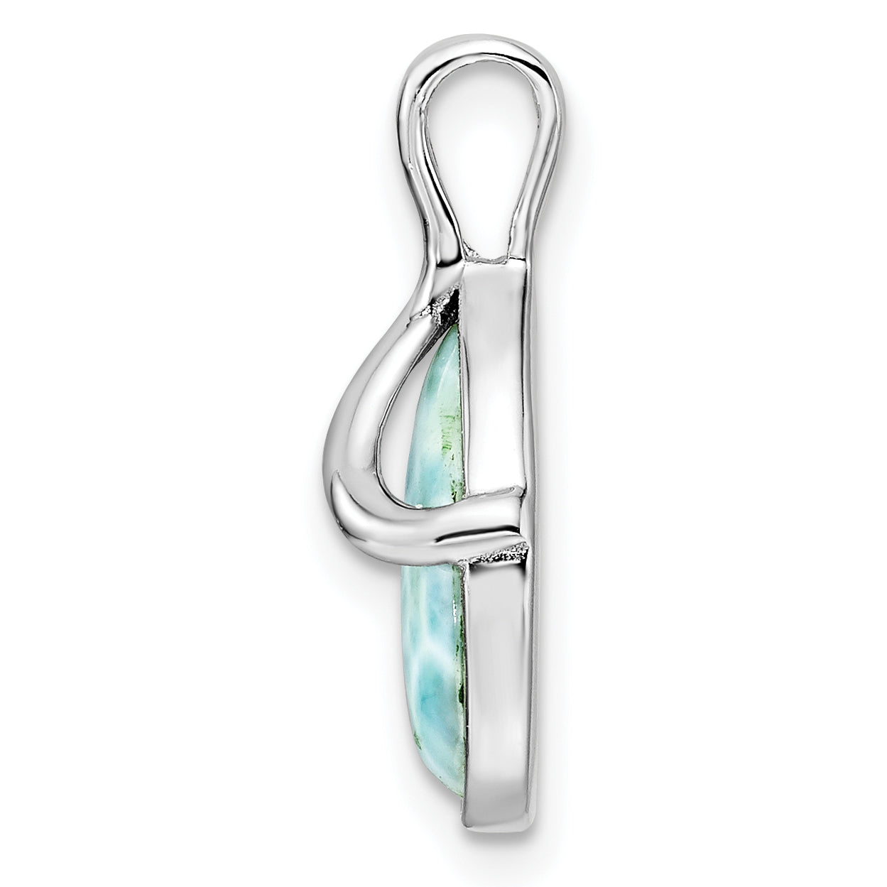 Sterling Silver Rhodium-plated Polished Pear Shape Larimar Twist Pendant