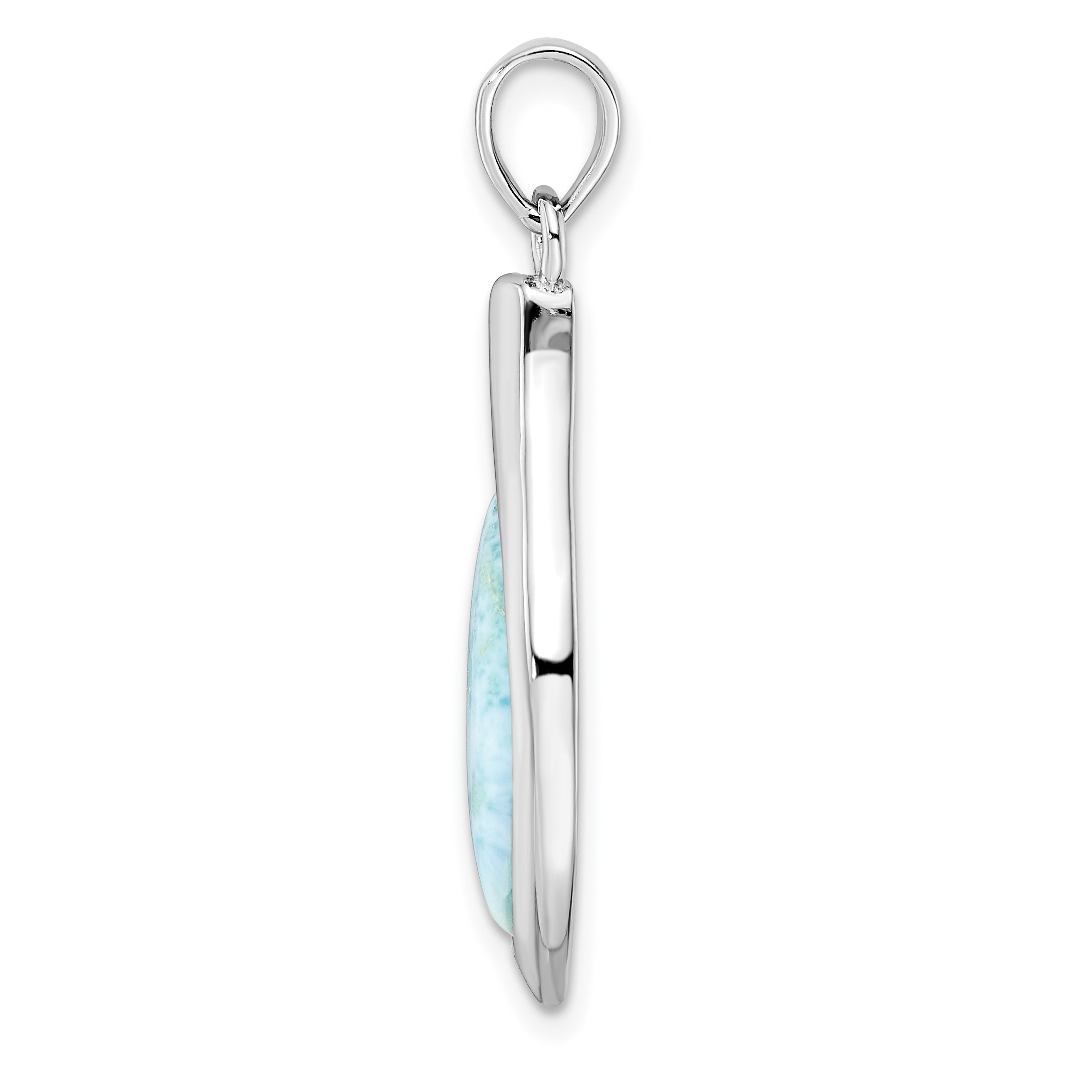 Sterling Silver Rhodium-plated Polished Larimar Pendant