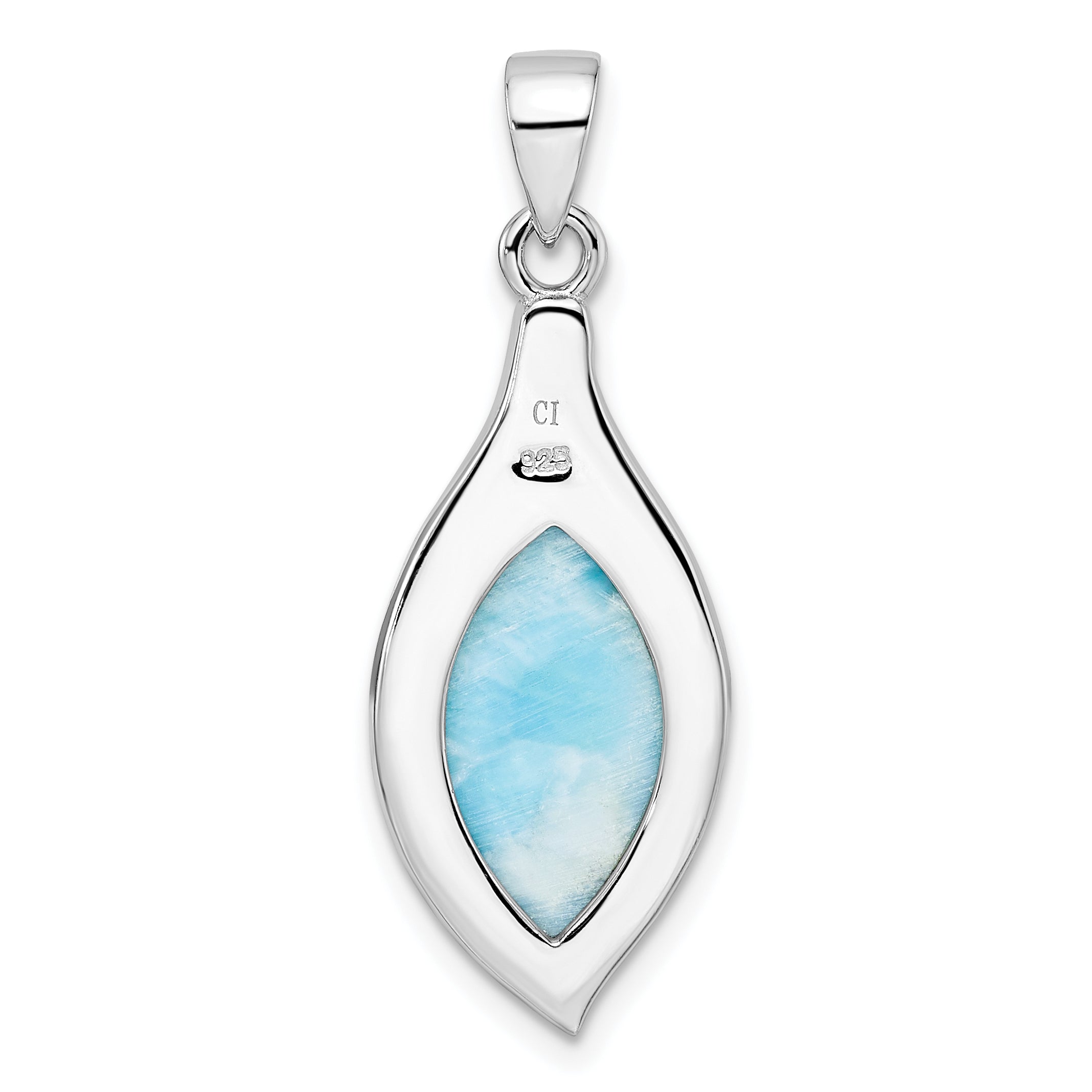 Sterling Silver Rhodium-plated Polished Larimar Pendant