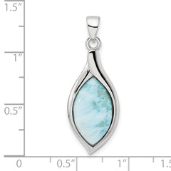 Sterling Silver Rhodium-plated Polished Larimar Pendant