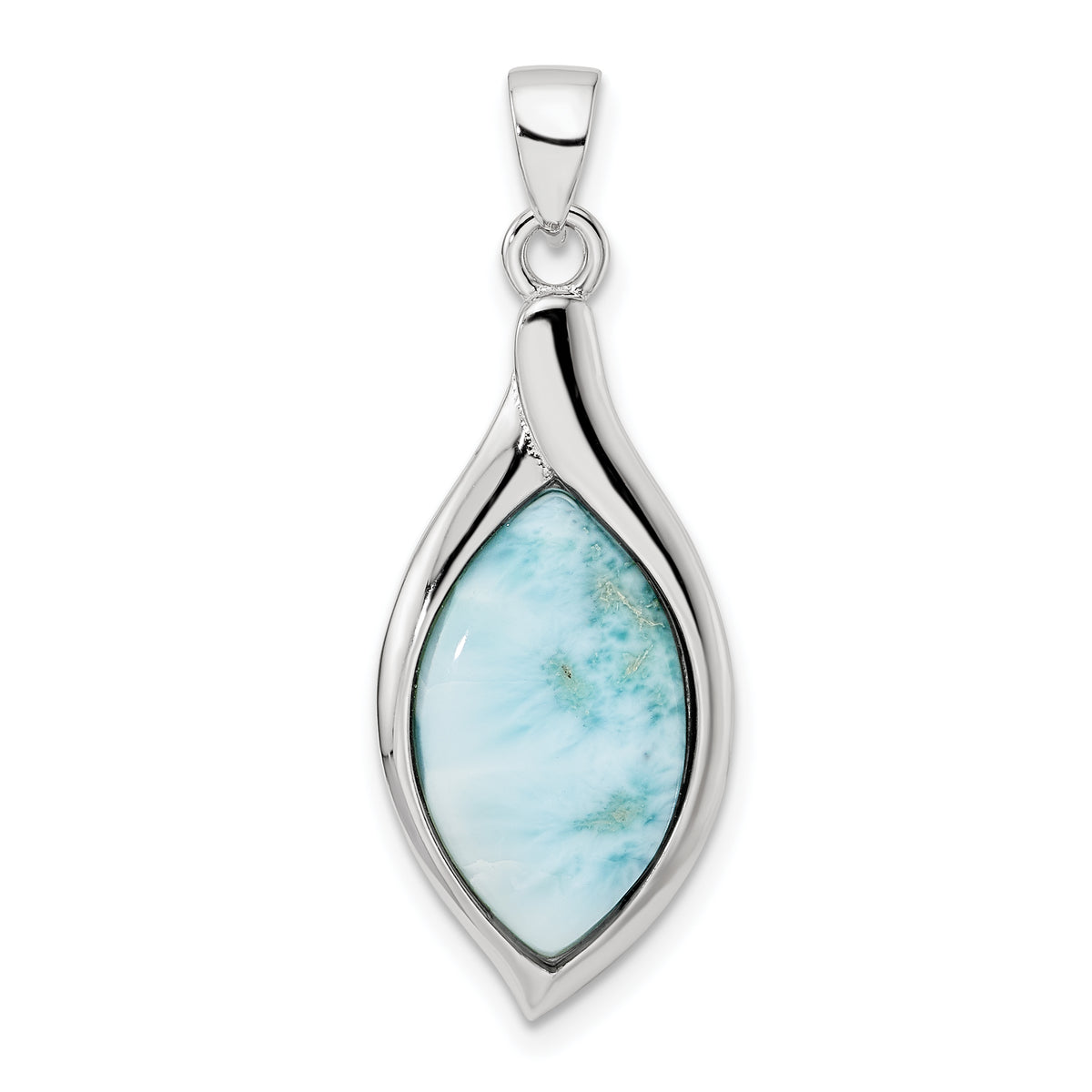 Sterling Silver Rhodium-plated Polished Larimar Pendant