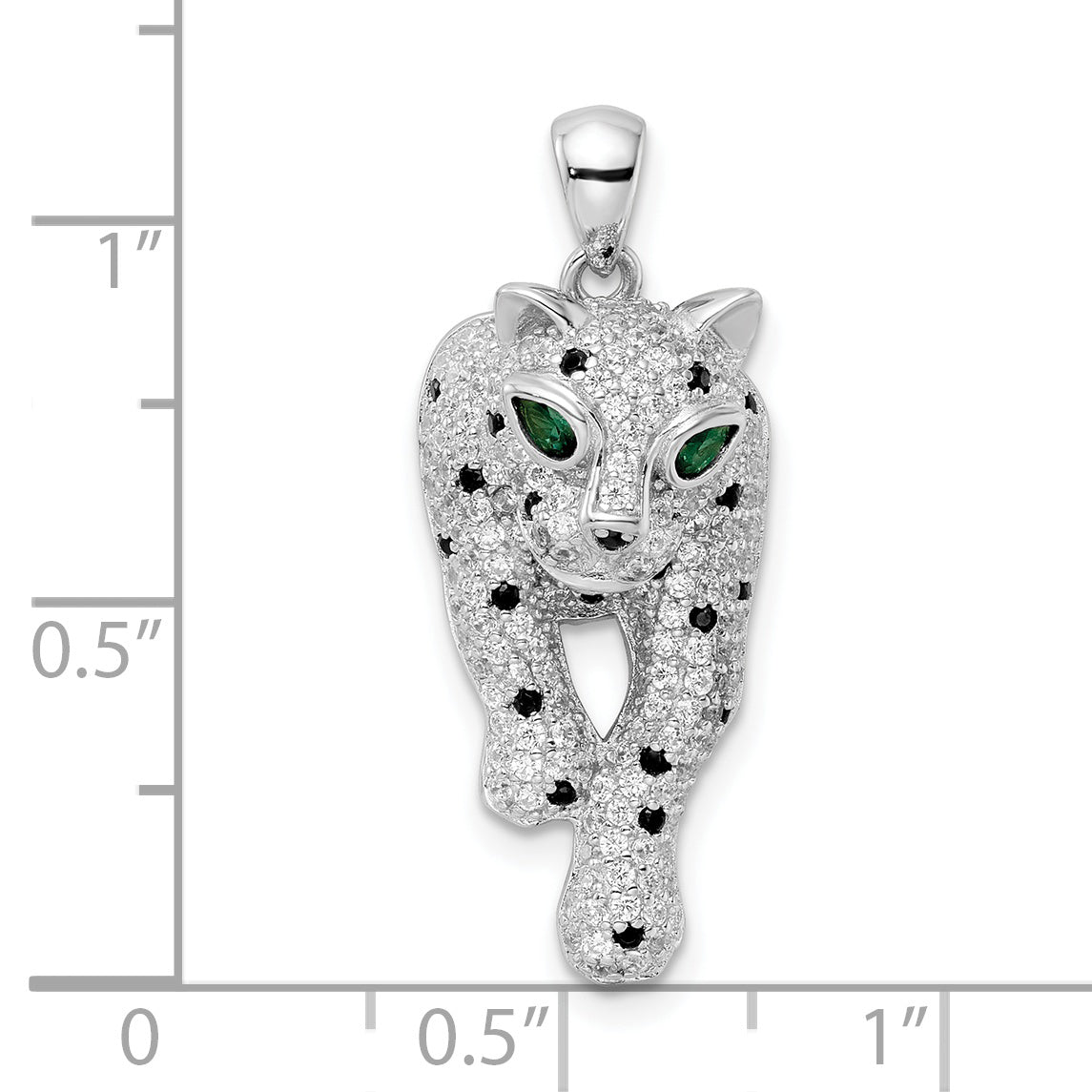 Sterling Silver Blk/White Rhodium-plated Polished CZ Cheetah Pendant