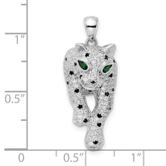 Sterling Silver Blk/White Rhodium-plated Polished CZ Cheetah Pendant