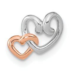 Sterling Silver RH-plated & Rose Gold-plated Double Heart Chain Slide