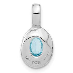 Sterling Silver Rh-plated Sky Blue Topaz Oval Pendant