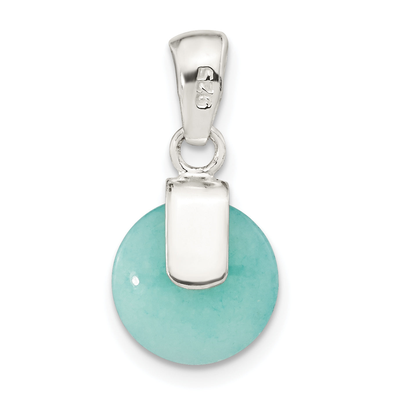 Sterling Silver Polished Circle Imitation Turquoise Pendant