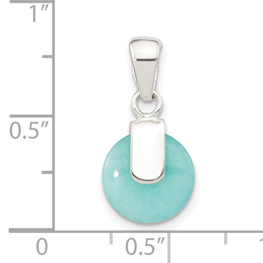 Sterling Silver Polished Circle Imitation Turquoise Pendant