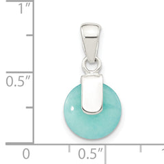 Sterling Silver Polished Circle Imitation Turquoise Pendant