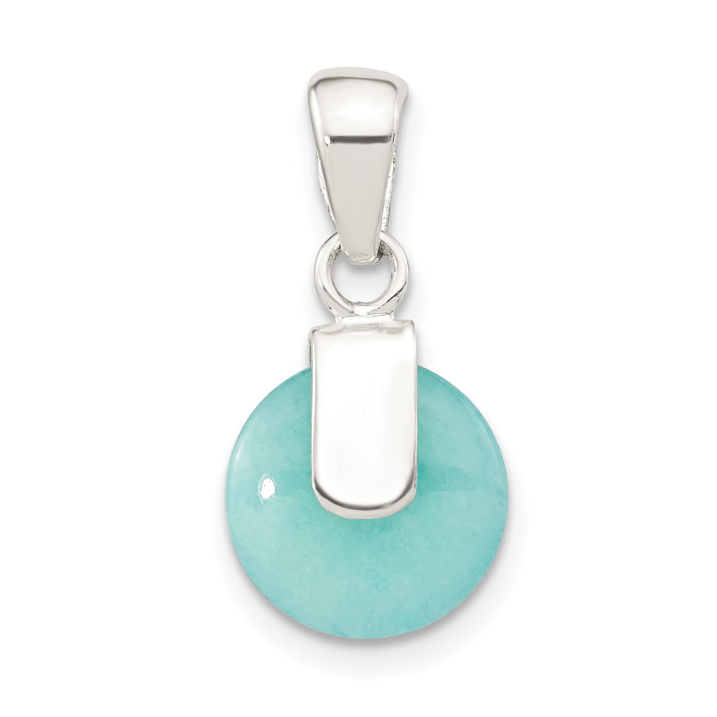 Sterling Silver Polished Circle Imitation Turquoise Pendant