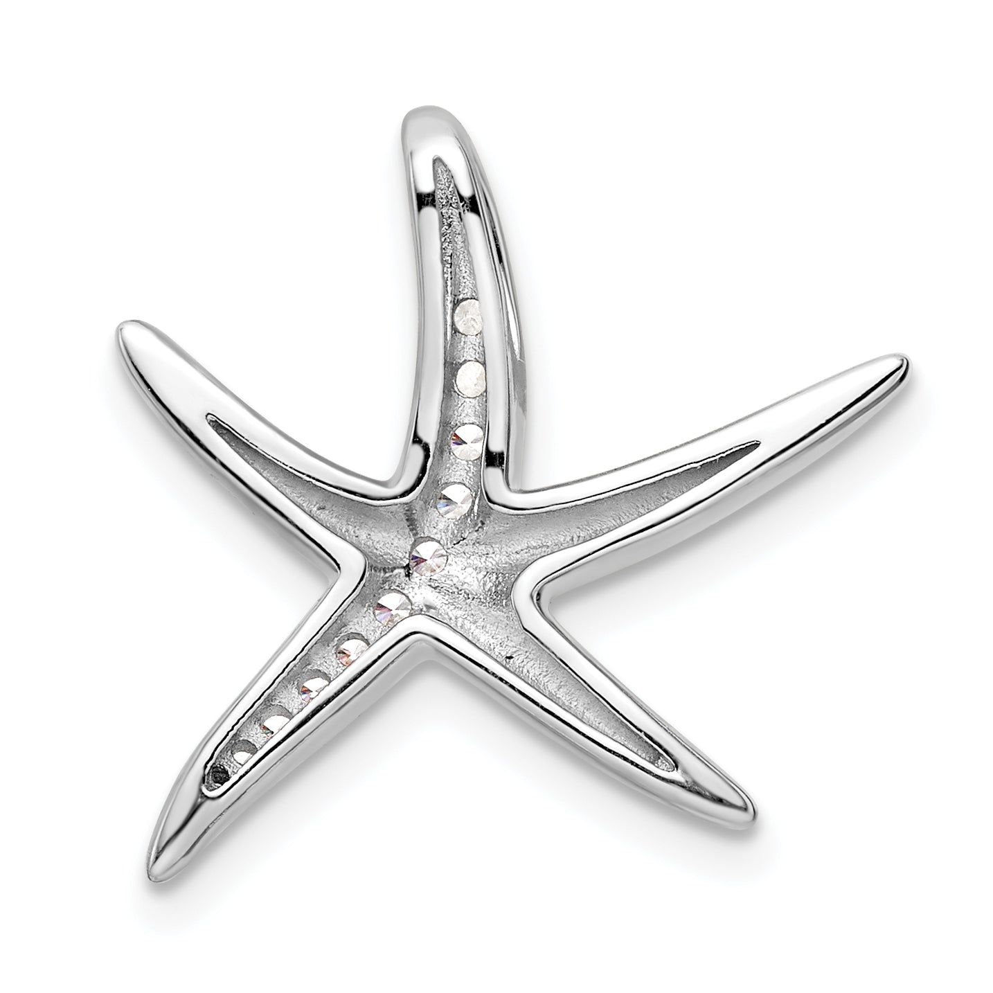 Sterling Silver Rhodium-plated CZ Starfish Slide