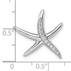 Sterling Silver Rhodium-plated CZ Starfish Slide