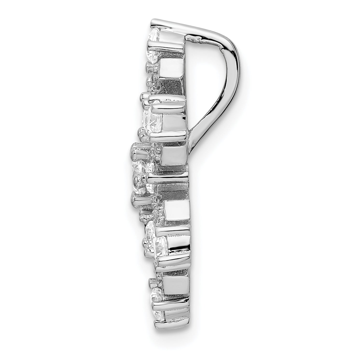 Sterling Silver Rhodium-plated CZ Snowflake Slide