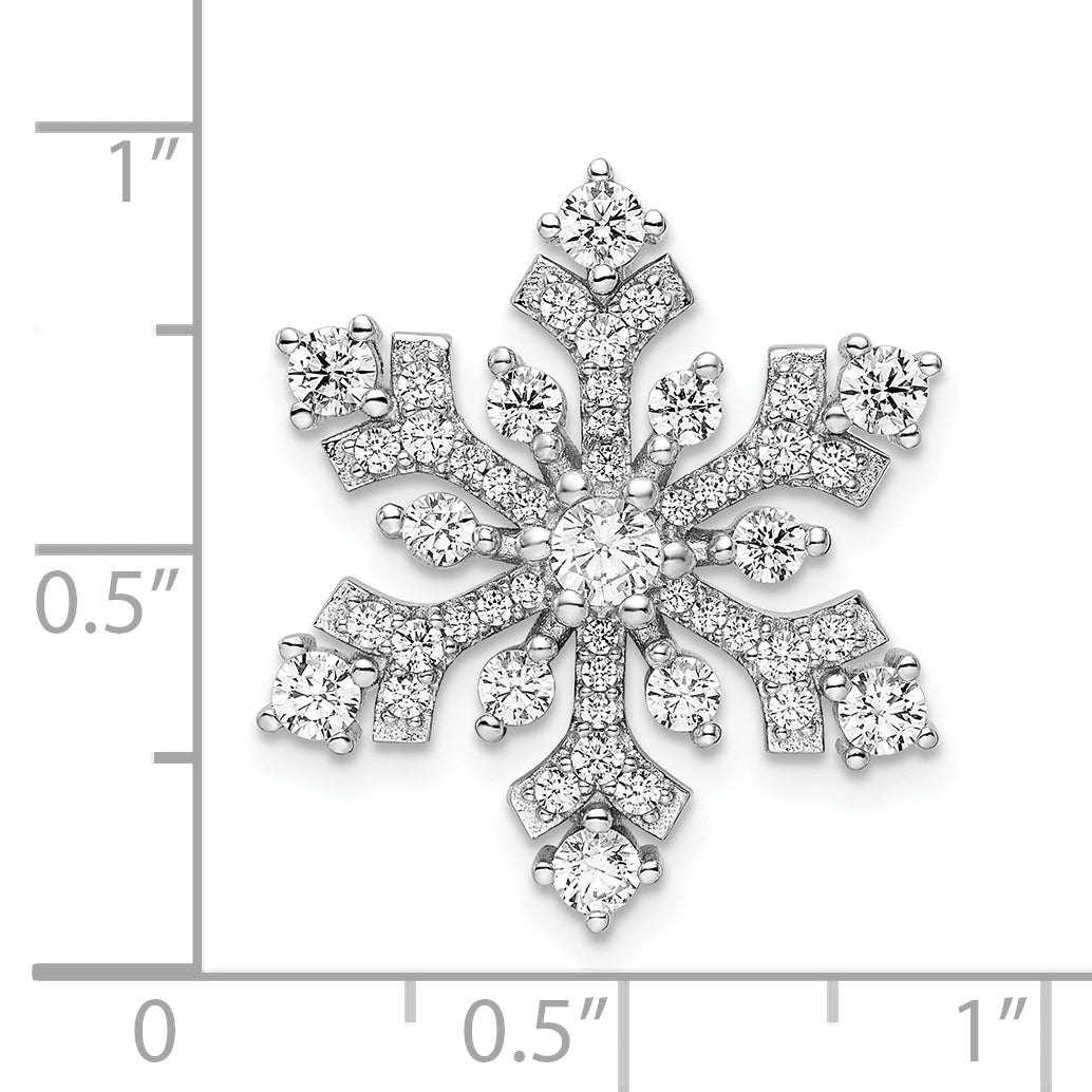 Sterling Silver Rhodium-plated CZ Snowflake Slide