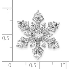 Sterling Silver Rhodium-plated CZ Snowflake Slide