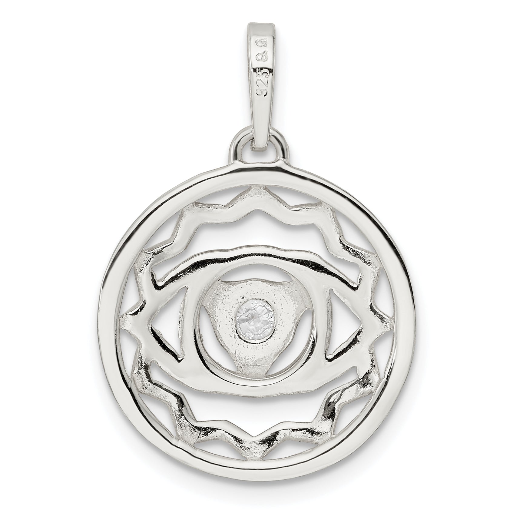 Sterling Silver CZ Third Eye Chakra Filigree Pendant