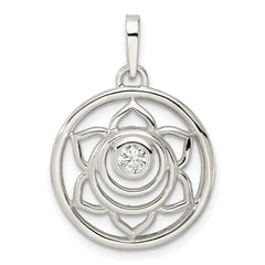 Sterling Silver CZ Lotus Chakra Filigree Pendant