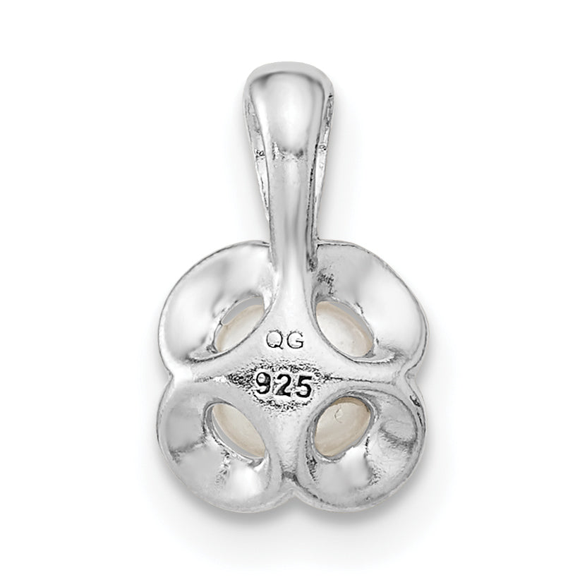 Sterling Silver Rh-plated FWC Pearl Polished Flower Pendant