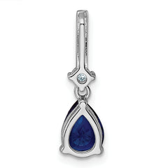 Sterling Silver Rhodium-plated CZ and Blue Glass Pendant