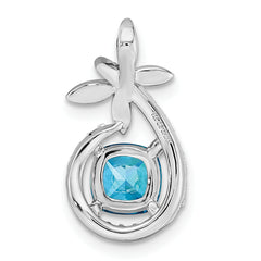 Sterling Silver Rhodium plated Blue & White CZ  Butterfly Chain Slide