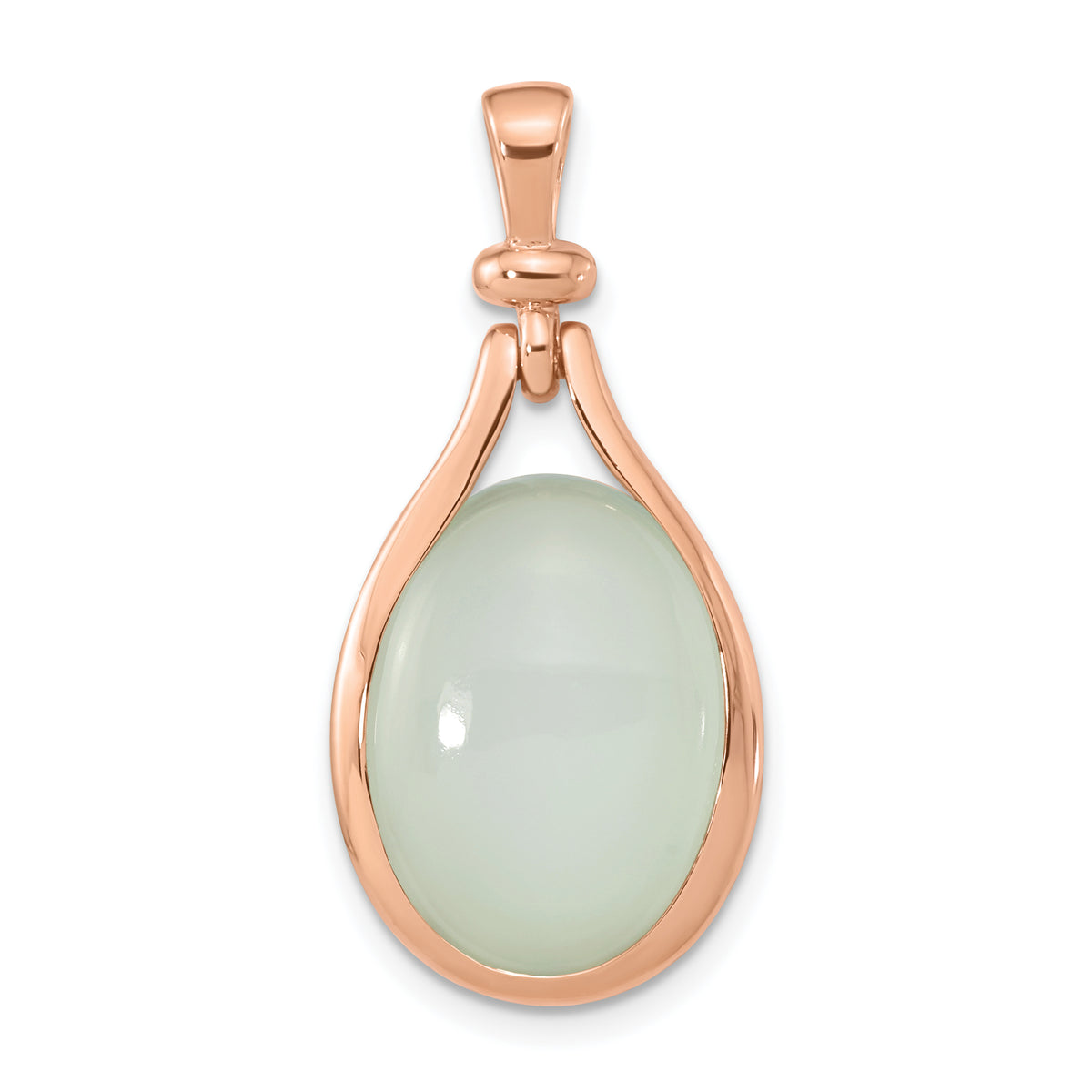 Sterling Silver Rose Gold-plated Green Chalcedony Pendant