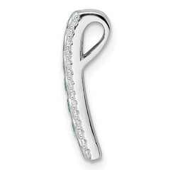 Sterling Silver Rhodium plated Aqua & White CZ Chain Slide