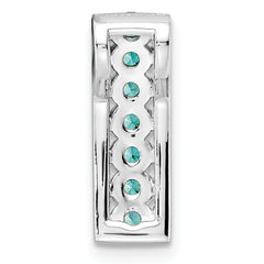 Sterling Silver Rhodium plated Aqua & White CZ Chain Slide