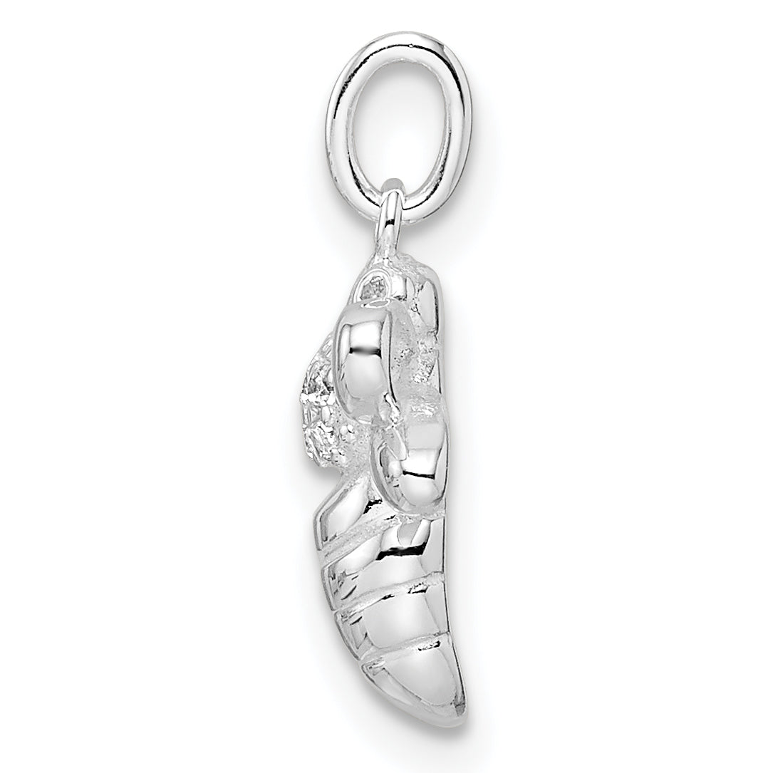 Sterling Silver Rhodium-plated Polished CZ Bumble Bee Pendant