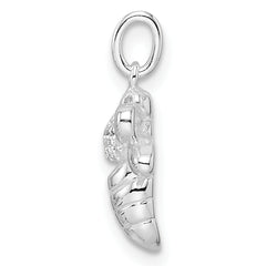 Sterling Silver Rhodium-plated Polished CZ Bumble Bee Pendant