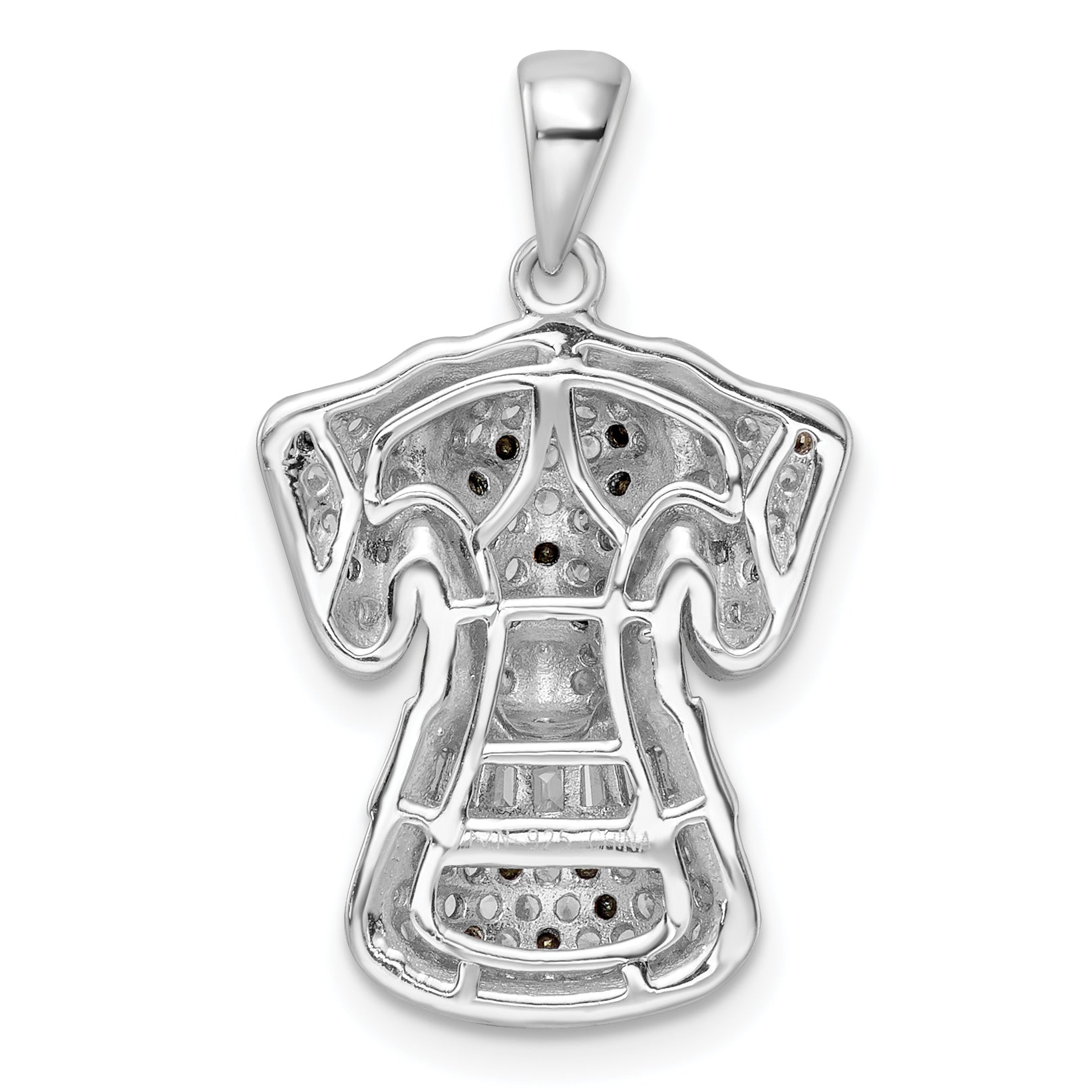 Sterling Silver Rhodium-plated Polished CZ Dalmatian Pendant