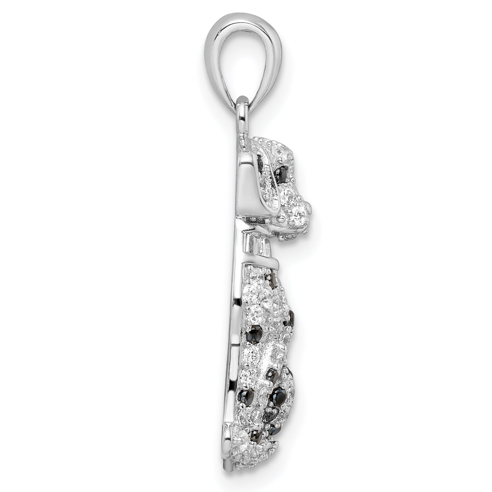 Sterling Silver Rhodium-plated Polished CZ Dalmatian Pendant