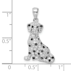 Sterling Silver Rhodium-plated Polished CZ Dalmatian Pendant