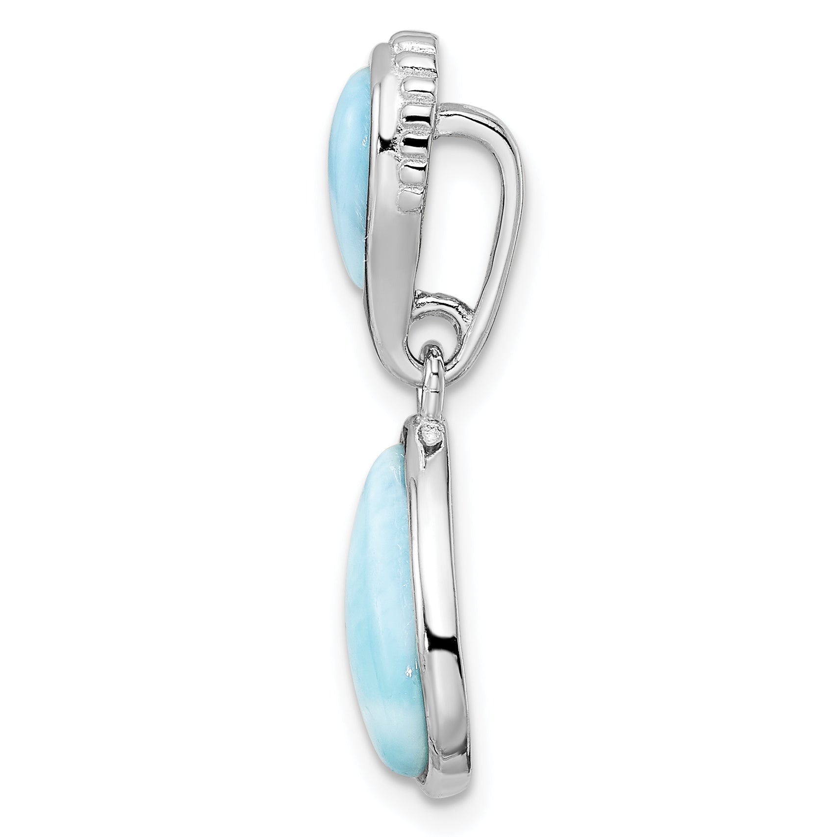 Sterling Silver Rhodium-plated Polished Teardrop Larimar Pendant