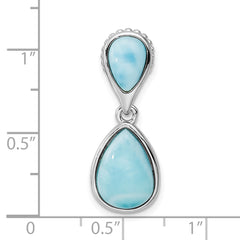 Sterling Silver Rhodium-plated Polished Teardrop Larimar Pendant