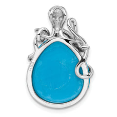 Sterling Silver Rhodium-plated Blue Created Opal Octopus Pendant