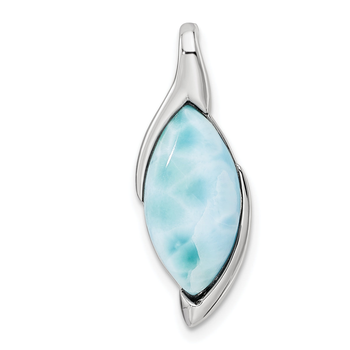 Sterling Silver Rhodium-plated Polished Larimar Pendant