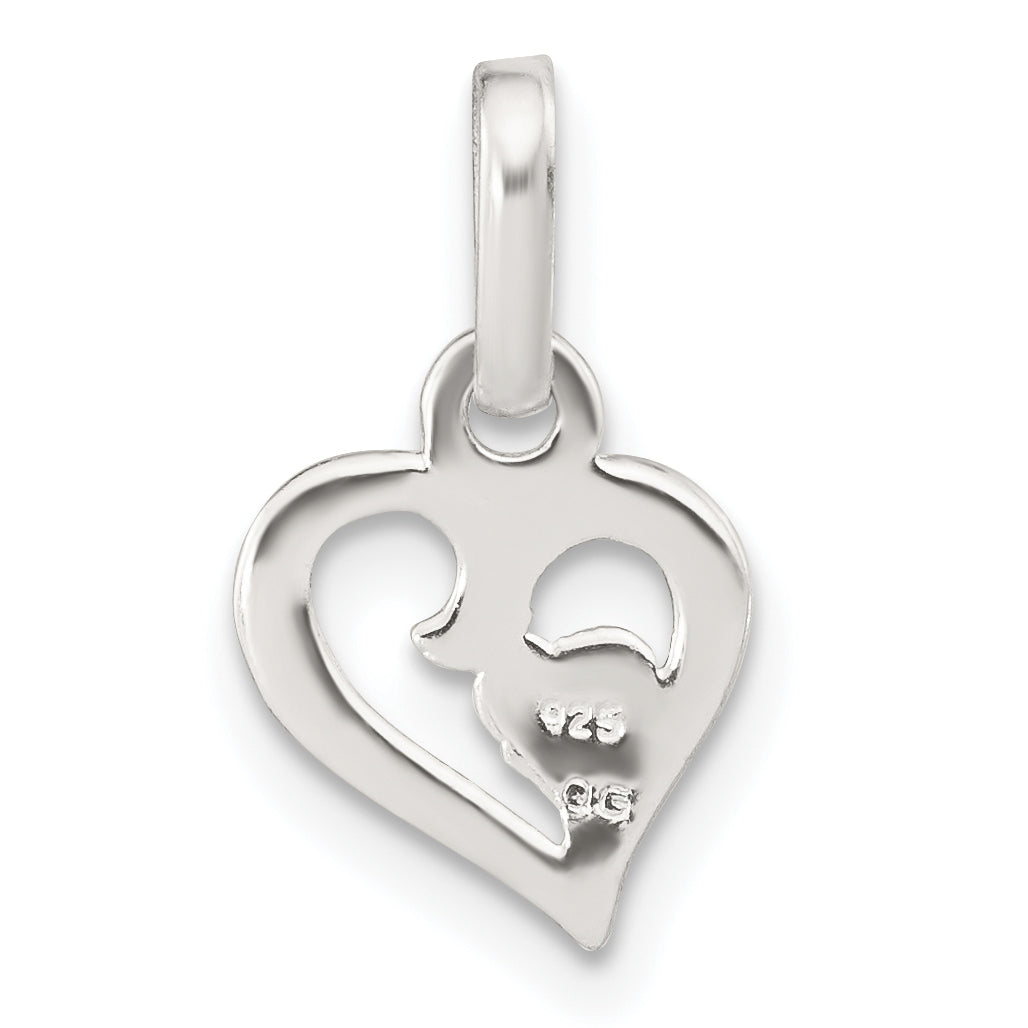 Sterling Silver & Rose-tone Polished Open Hearts Pendant