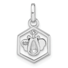 Sterling Silver RH-plated Polished Enameled Bee in Hive Children's Pendant