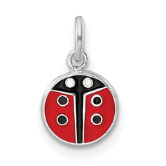 Sterling Silver RH-plated Red & Black Enamel Ladybug Children's Pendant