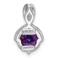 SS Rhod-plated Circle 1.86tw Amethyst/White Topaz Pendant