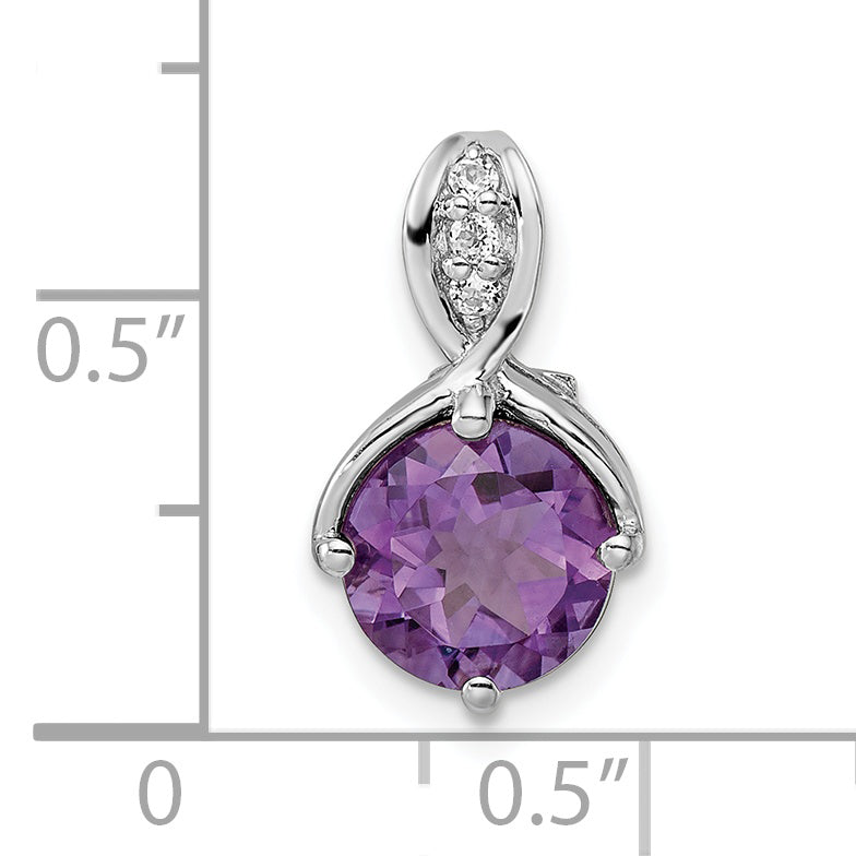 SS Rhod-plated Circle 1.86tw Amethyst/White Topaz Pendant