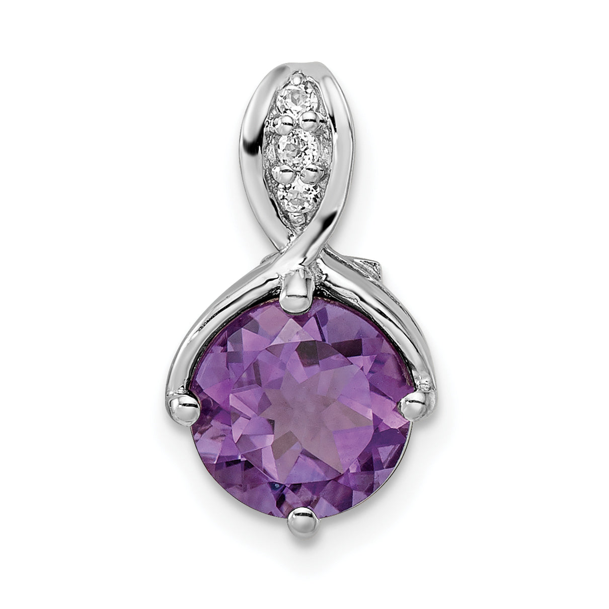 SS Rhod-plated Circle 1.86tw Amethyst/White Topaz Pendant