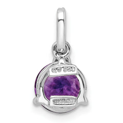 Sterling Silver Rhod-plated Circle 1.90Amethyst/WhiteTopaz Pendant