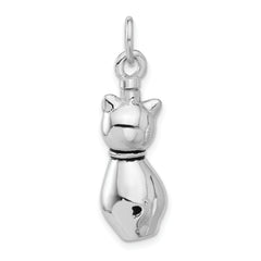 Sterling Silver Rhodium-plated Enamel Cat Ash Holder Pendant