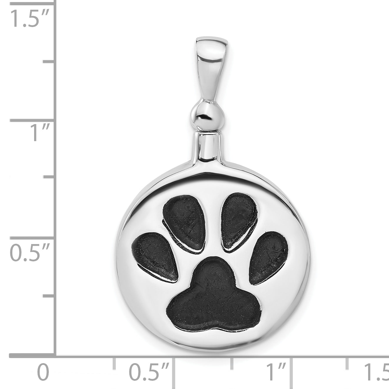 Sterling Silver Rh-plated Enamel Round Paw Print Ash Holder Pendant