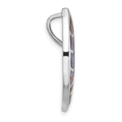 Sterling Silver Rhodium-Plated Polished Oval Abalone Chain Slide Pendant