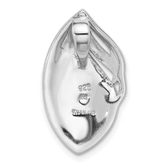 Sterling Silver Rhodium-Plated Polished Oval Abalone Chain Slide Pendant